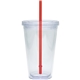 aerial view a clear/red 20 oz large classic carnival cup, image 1 of 3
