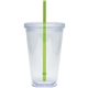 aerial view a clear/green 20 oz large classic carnival cup, image 1 of 3