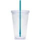 aerial view a clear/peacock 20 oz large classic carnival cup, image 1 of 3