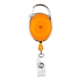 aerial view a trans orange 30 cord retractable carabiner style badge string reel and badge holder, image 1 of 2