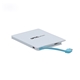 a white bluetech portable power bank abs card - shaped usb cable for phones tablets