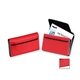 aerial view a red moma red ribbon card case w / three slots for business and credit in pu, image 1 of 2