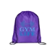 aerial view a purple versatile polyester drawstring backpack, image 1 of 3