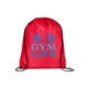 aerial view a red versatile polyester drawstring backpack, image 1 of 3
