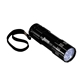 aerial view a black 9 led metal flashlight, image 1 of 3
