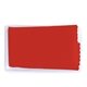 aerial view a red 6.75x6 microfiber cloth with pouch, image 1 of 2