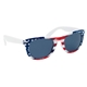 aerial view a usa flag frame with white temples patriotic malibu sunglasses, image 1 of 4