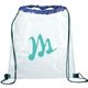 aerial view a royal blue rally clear drawstring bag, image 1 of 6