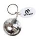 a silver disco ball key chain