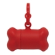 a red bone - shaped doggie waste bag dispenser holder