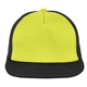aerial view a neon yellow district (r) flat bill snapback trucker cap, image 1 of 3