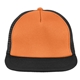 aerial view a neon orange district (r) flat bill snapback trucker cap, image 1 of 3