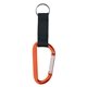 aerial view a orange promotional 8mm carabiner with 2.5 blank strap, image 1 of 2