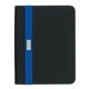 aerial view a black with royal blue trim contemporary zippered portfolio, image 1 of 4