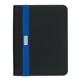 aerial view a black with royal blue trim contemporary zippered portfolio, image 1 of 4