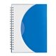 aerial view a frosted blue spiral notebook with polypropylene, image 1 of 2