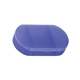 aerial view a frosted blue oval shape pill holder case, image 1 of 3