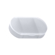 aerial view a frosted clear oval shape pill holder case, image 1 of 2