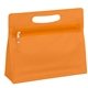 aerial view a translucent orange die cut vanity bag, image 1 of 2