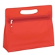 aerial view a translucent red die cut vanity case bag, image 1 of 2