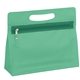 aerial view a translucent green die cut vanity bag, image 1 of 2
