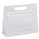 aerial view a translucent white die cut vanity bag, image 1 of 2