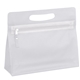 aerial view a translucent white die cut vanity case bag, image 1 of 2