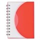 aerial view a frosted red mini spiral notebook, image 1 of 2