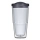 aerial view a clear with black lid 24 oz biggie tumbler with lid, image 1 of 2
