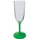 a green 7 oz standard stem plastic champagne flute