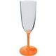 a orange 7 oz standard stem plastic champagne flute