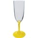 a yellow 7 oz standard stem plastic champagne flute