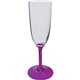 a purple 7 oz standard stem plastic champagne flute