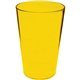 a yellow 16 oz plastic pint cup