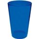 a blue 16 oz plastic pint cup