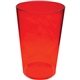 a red 16 oz plastic pint cup