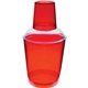 a red 12 oz 3 piece plastic cocktail shaker