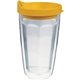 a goldenrod 16 oz thermal dual walled travel tumbler - white printed insert