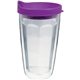 a purple 16 oz thermal dual walled travel tumbler - white printed insert