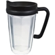 a black 16 oz thermal travel mug with decal - plastic