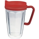 a crimson 16 oz thermal travel mug with decal - plastic