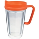 a orange 16 oz thermal travel mug with decal - plastic