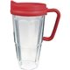 a crimson 24 oz thermal travel mug with decal - plastic