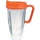 a orange 24 oz thermal travel mug with decal - plastic