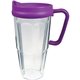 a purple 24 oz thermal travel mug with decal - plastic