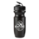 aerial view a black bottle & black (flip top lid) lid 20 oz bike water bottle, image 1 of 2