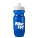 aerial view a blue bottle & white lid 20 oz bike water bottle, image 1 of 2