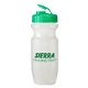 aerial view a frost bottle & translucent green (flip top lid) lid 20 oz bike water bottle, image 1 of 2