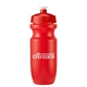aerial view a red bottle & translucent red lid 20 oz bike water bottle, image 1 of 2