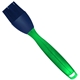 aerial view a translucent green handle & blue brush silicone basting brush, image 1 of 2